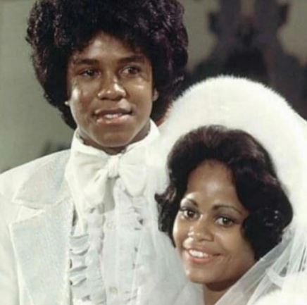 Hazel Gordy and Jermaine Jackson on their wedding day